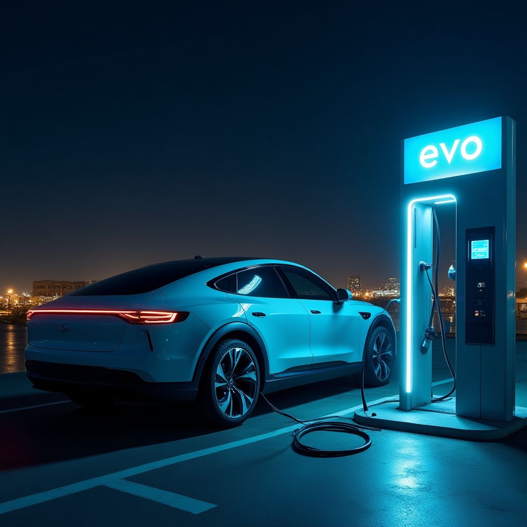 Vehículo eléctrico cargando en una estación EVO